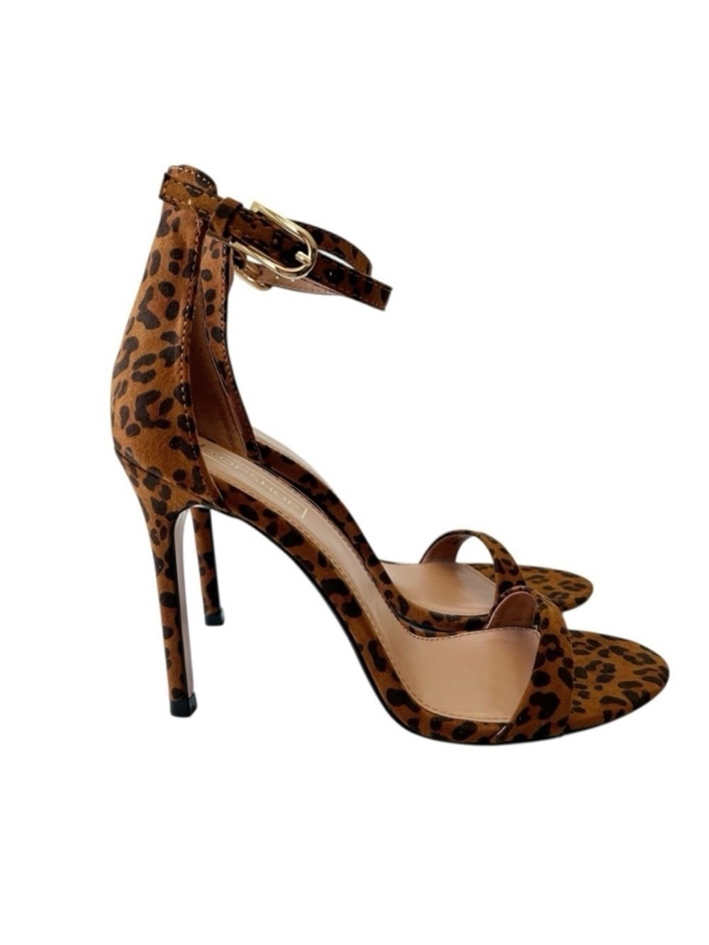 Topshop Leopard Print High Heel Ankle Strap Sandals Brown Black Size 7.5 NEW